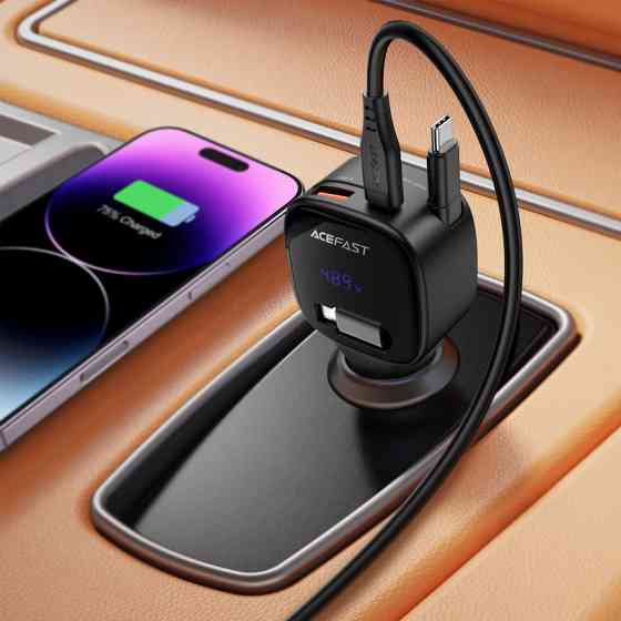 Автомобільний зарядний пристрій ACEFAST B17 95W car charger with telescopic cable Black Одеса