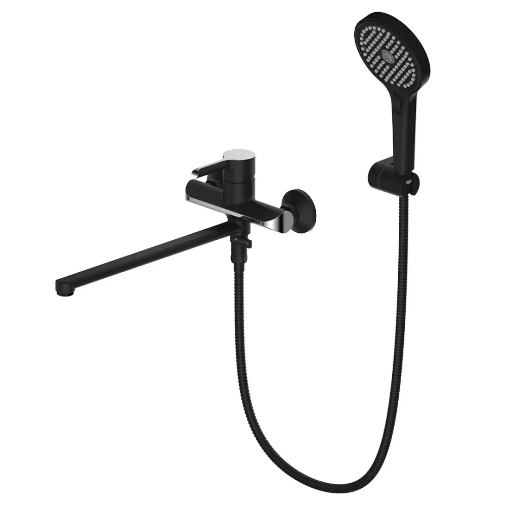 Змішувач для ванни з душовим гарнітуром GAPPO G2203-6 чорний/хром Київ - фото 1