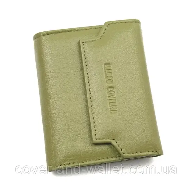 Компактный женский кошелек из натуральной кожи оливкового цвета Marco Coverna MC 2201 Киев - изображение 3