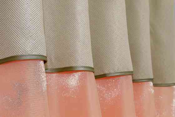 Кухонные шторы VR-Textil № 073к с ламбрекеном и подхватами персиковый с бежевым 270х170 см (52-0210) Киев