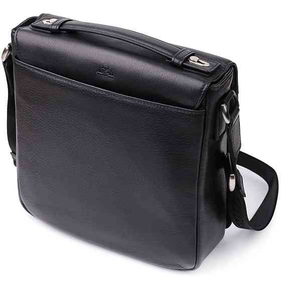 Мужская сумка через плечо из мягкой натуральной кожи Черный (Tony Perotti) Киев