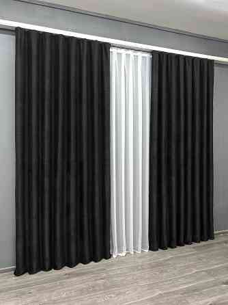 Комплект готових штор VR-Textil Льон Grand Linen № 2040ш Чорний 200х300см 2 шт (32-386) Київ