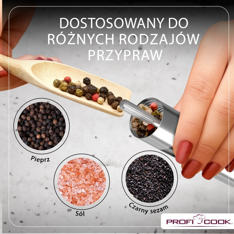 Подрібнювач для спецій солі та перцю 2в1 Profi Cook PC-PSM (1160) Нержавіюча сталь Нововолинськ - фото 9