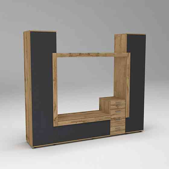 Стенка в гостиную под ТВ Эхо-2, Дуб Аппалачи/Антрацит, 2160х420х1850 Львов