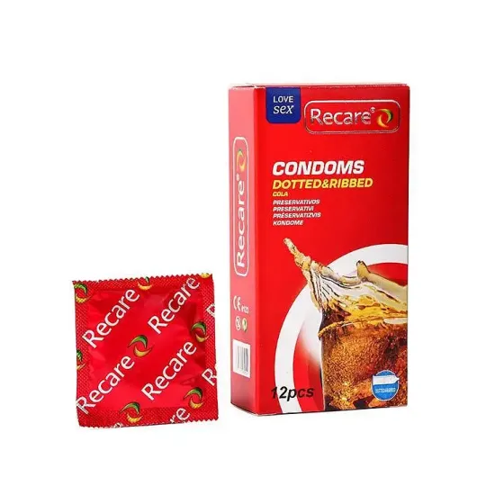 Презервативи Recare Cola Dotted&Ribbed Condoms 12 шт, з пухирцями та ребрами, аромат: Кола Львів