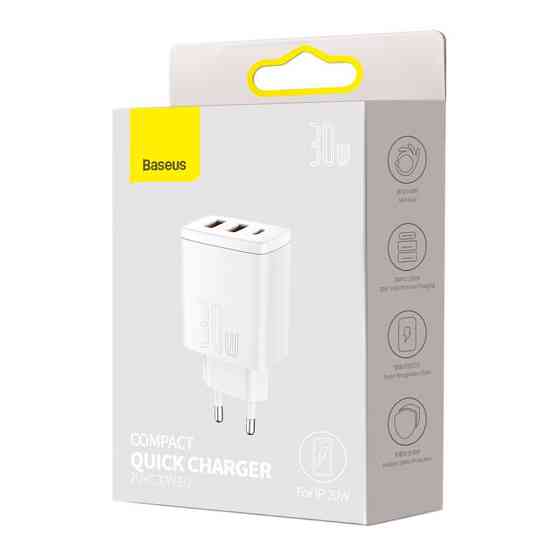Універсальний мережевий заряд Baseus 30W Compact Quick Charger CCXJ-E02 (Біле) Миколаїв