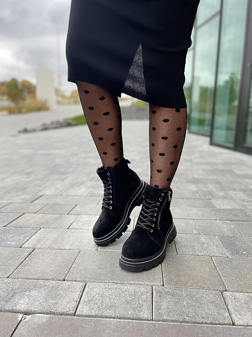 Черевики жіночі RONE BALMAN чорні натуральна замша висота 13см (2760) Коломия - фото 4