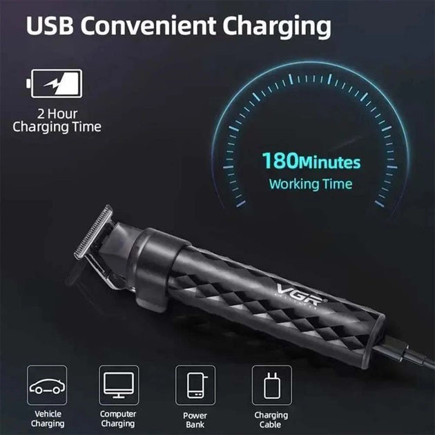 Бездротові машинки для стрижки легкі VGR V-170, Машинка для стрижки волосся з регульованою довжиною MN-16 Львів - фото 13