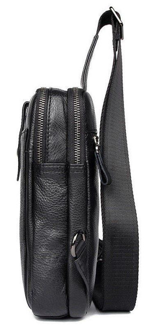 Сумка чоловіча шкіряна в зернистої шкірі через плече Чорна (Vintage) Київ - фото 9
