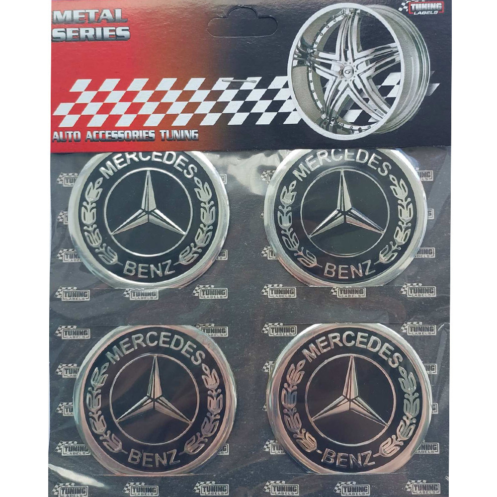 Наклейки на диски/ковпаки з орнаментом Mercedes-Benz 60мм 4шт чорний Київ - фото 1