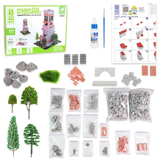 Будівельний набір для творчості з міні-цеглинок BLOCKY Піднебесна Фортеця Strateg (31004), шт Київ - фото 1