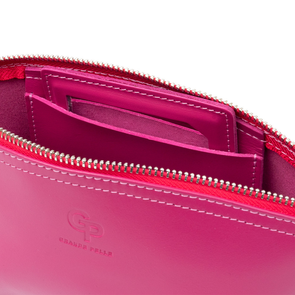 Жіноча косметичка зі шкіри Amelin GRANDE PELLE 11301 Фуксія Київ - фото 6