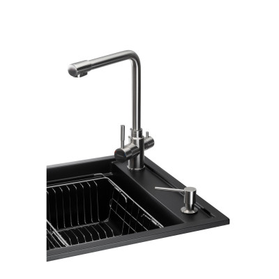 Мийка кухонна GRANADO Optimal Artes black shine (+ змішувач Badalona LUX inox + дозатор Redondo inox + ко (ksg1201) Вінниця - фото 7