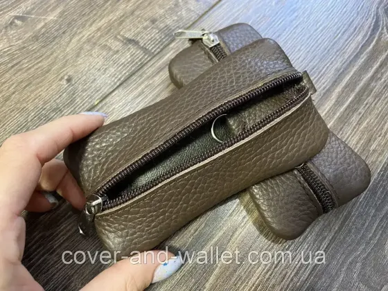 Кожаная ключница на две молнии черного цвета MD Leather Черный Киев