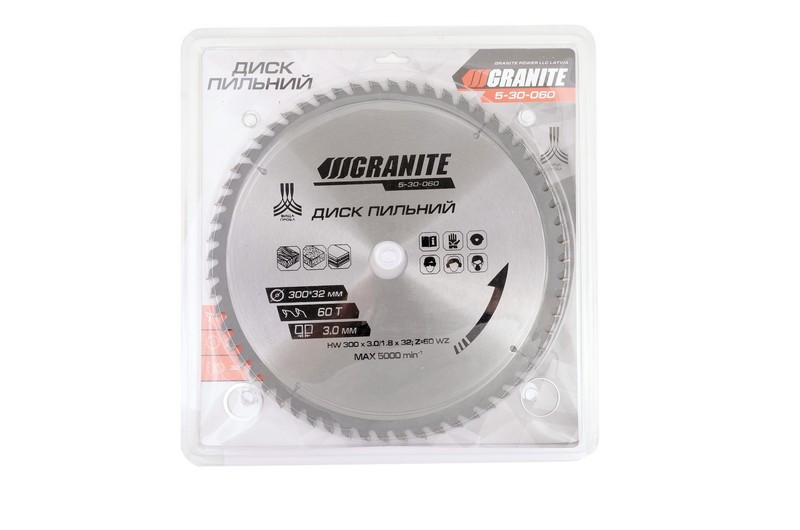 Диск пильний GRANITE для дерева з твердосплавними напайками 300х32х60Т адаптер 32-30/32-25.4 5100 об/хв Рівне - фото 2