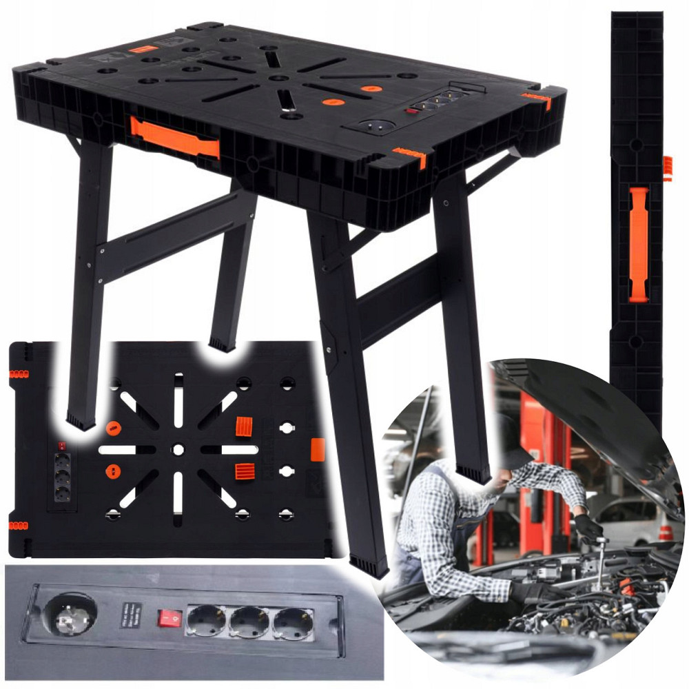 Портативний верстак складаний з розетками до 500 кг Kraft&Dele (KD10746) Нововолинськ - фото 1