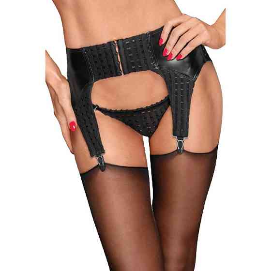 Пояс для чулок с перфорацией Noir Handmade F178 черный, S Sex Aura Киев
