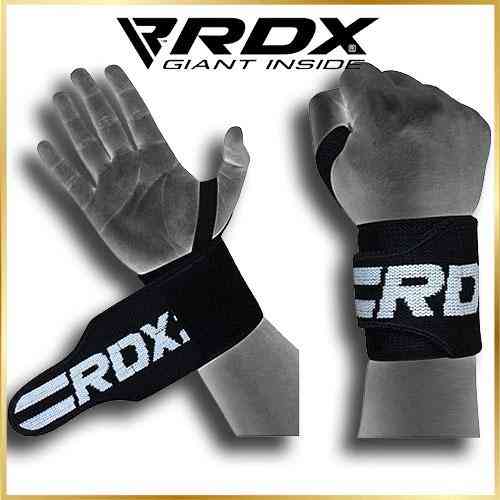 Кистьові бинти для жиму RDX Black New для захисту зап'ястків під час тренувань посиленої фіксації зап'ястків під час жиму штанги Київ