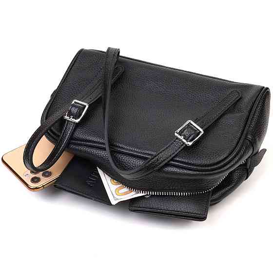 Цікава сумка-клатч зі знімними ручками з натуральної шкіри Чорна (Vintage) Київ