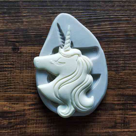 Силиконовая форма Единорог 100 на 65 мм серый Киев