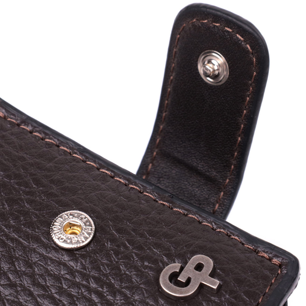 Практичне портмоне з люксової зернистої шкіри флотар GRANDE PELLE 22876 Коричневий Київ - фото 5