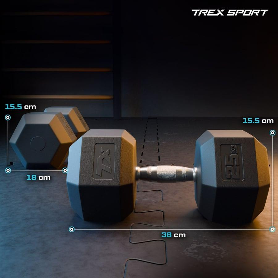 Гантеля шестигранна прогумована TX-250RD Trex Sport 25кг Киев - изображение 2