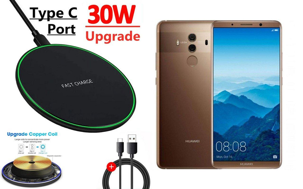 Бездротовий зарядний пристрій Copper до 30W для Honor Magic4 Pro, USB-C, LED Київ - фото 1