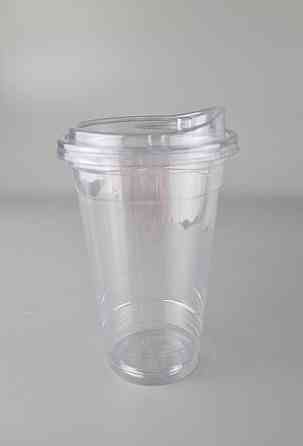 Комплект Стакан РЕТ щільний, прозорий, 500 мл плюс кришка рівна з поїлкою (100 шт.) Харків