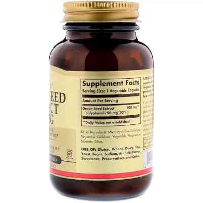 Трави Solgar Екстракт виноградних кісточок, Grape Seed Extract, 100 мг, 6 (SOL-01356) Вінниця