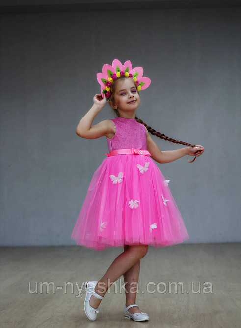 Розовое нарядное платье на девочку Детские нарядные платья с бабочками Кривой Рог - изображение 2