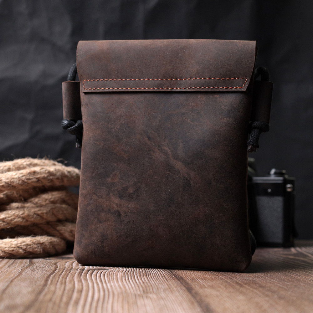 Винтажная сумка через плечо из натуральной кожи Vintage sale_15084 Коричневый Киев - изображение 10