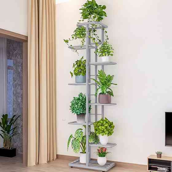 Стелаж для рослин на гумових ніжках, металевий на 9 ярусів колір чорний Кам'янець-Подільський