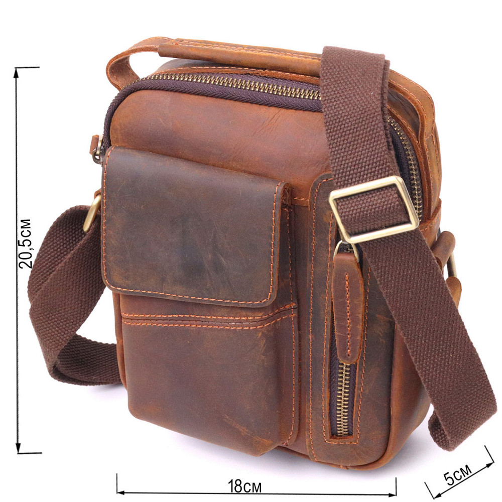 Вінтажна чоловіча сумка з натуральної шкіри 21293 Vintage Коричнева Київ - фото 3