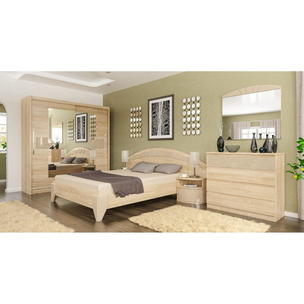 Комод 2Д3Ш Аляска Ш130,8*В104,5*Г42,9 см - Дуб самоа / Капучіно глянц Львів - фото 2