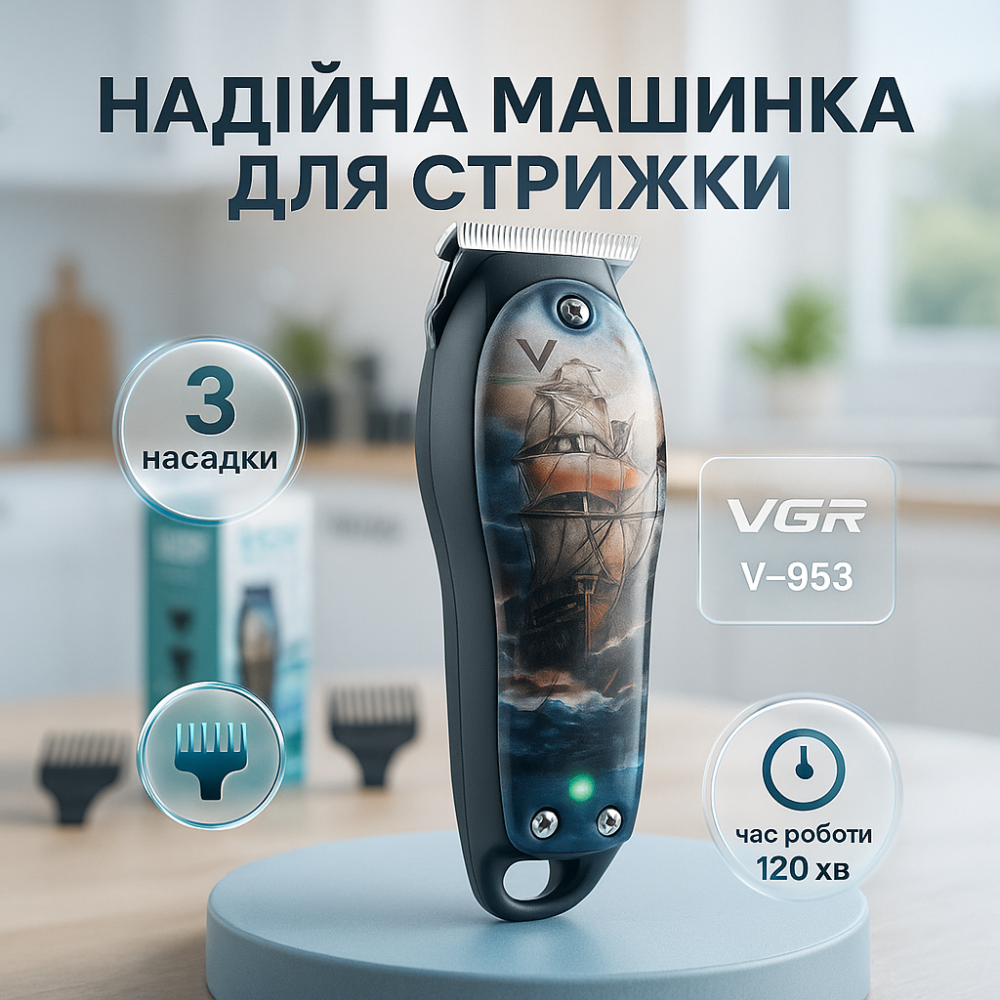 Універсальна машинка для стрижки голови та бороди VGR, Машинка для стрижки волосся хороша NE-44 Київ - фото 16