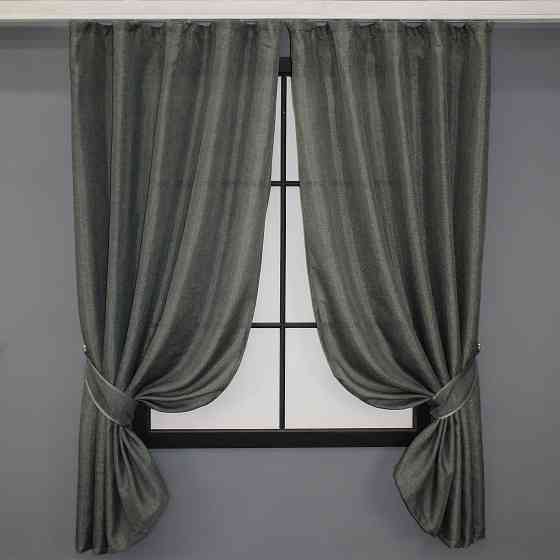 Комплект коротких штор VR-Textil Лен Мешковина № 1282ш 130х170 см 2 шт Серый (35-0084) Киев