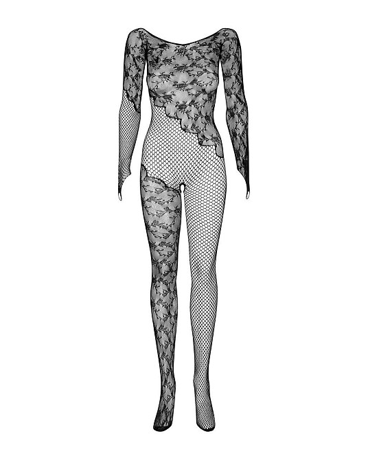 Бодистокинг Obsessive Bodystocking F210 S/M/L black, рукава-митенки, сетка, цветное кружево Sex Aura Киев - изображение 6