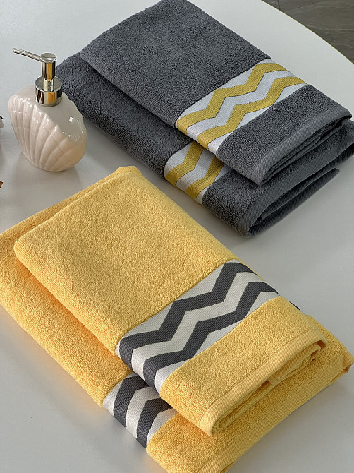 Комплект махрових рушників Ideal Textile з бордюром 2 шт (50х90см + 70х140см) Чернівці - фото 7