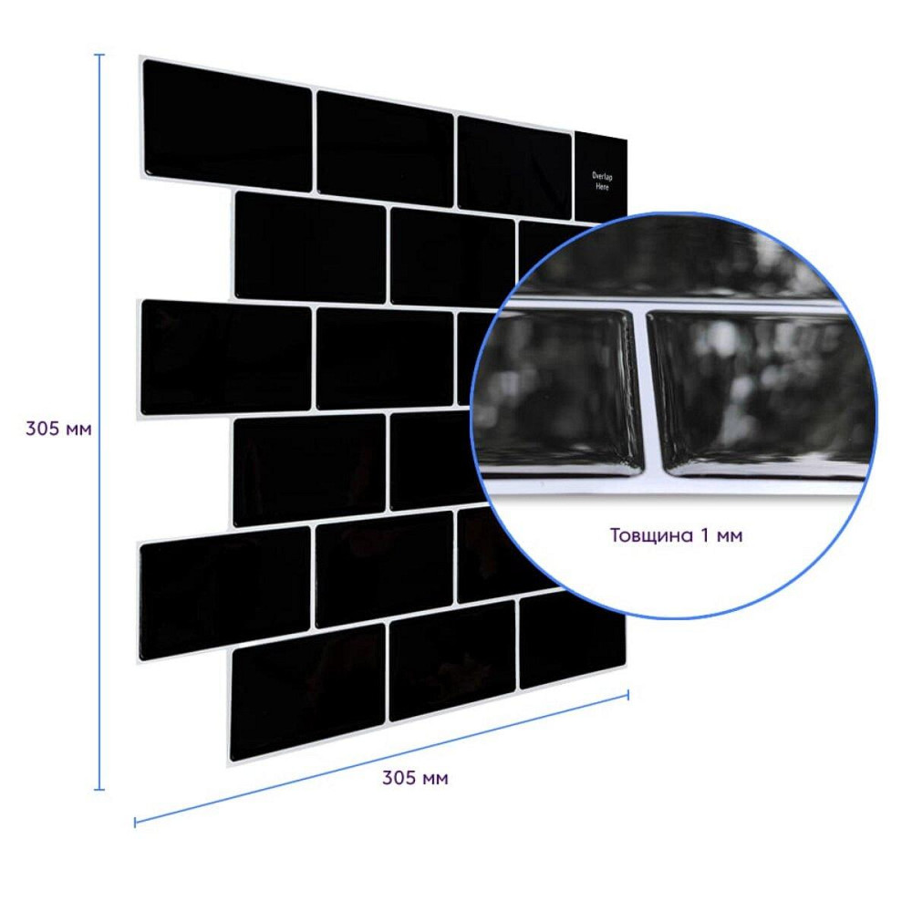 Черная самоклеящаяся плитка под кирпич Киев - изображение 3