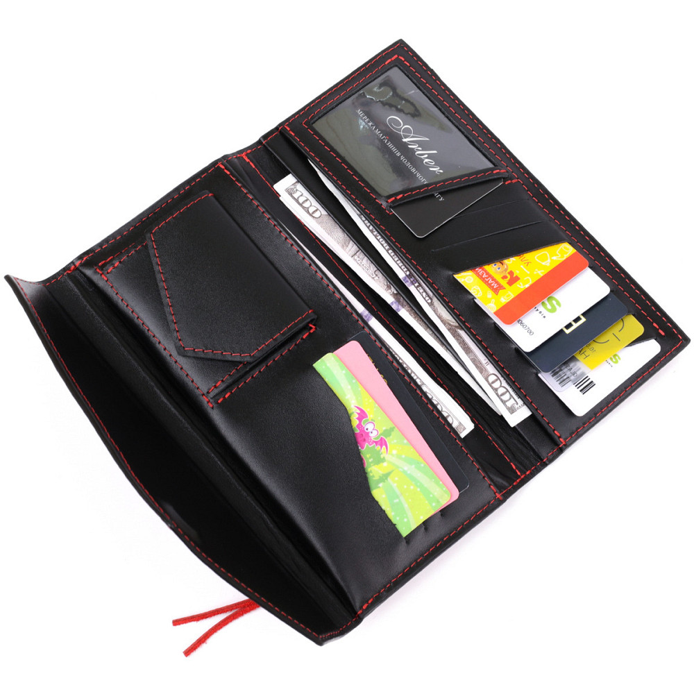 Жіночий місткий гаманець GRANDE PELLE 11368 Червоний Київ - фото 6