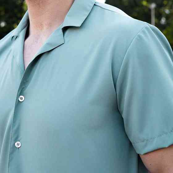 Мужская рубашка c коротким рукавом светло-оливковая Pobedov Dejavu Киев