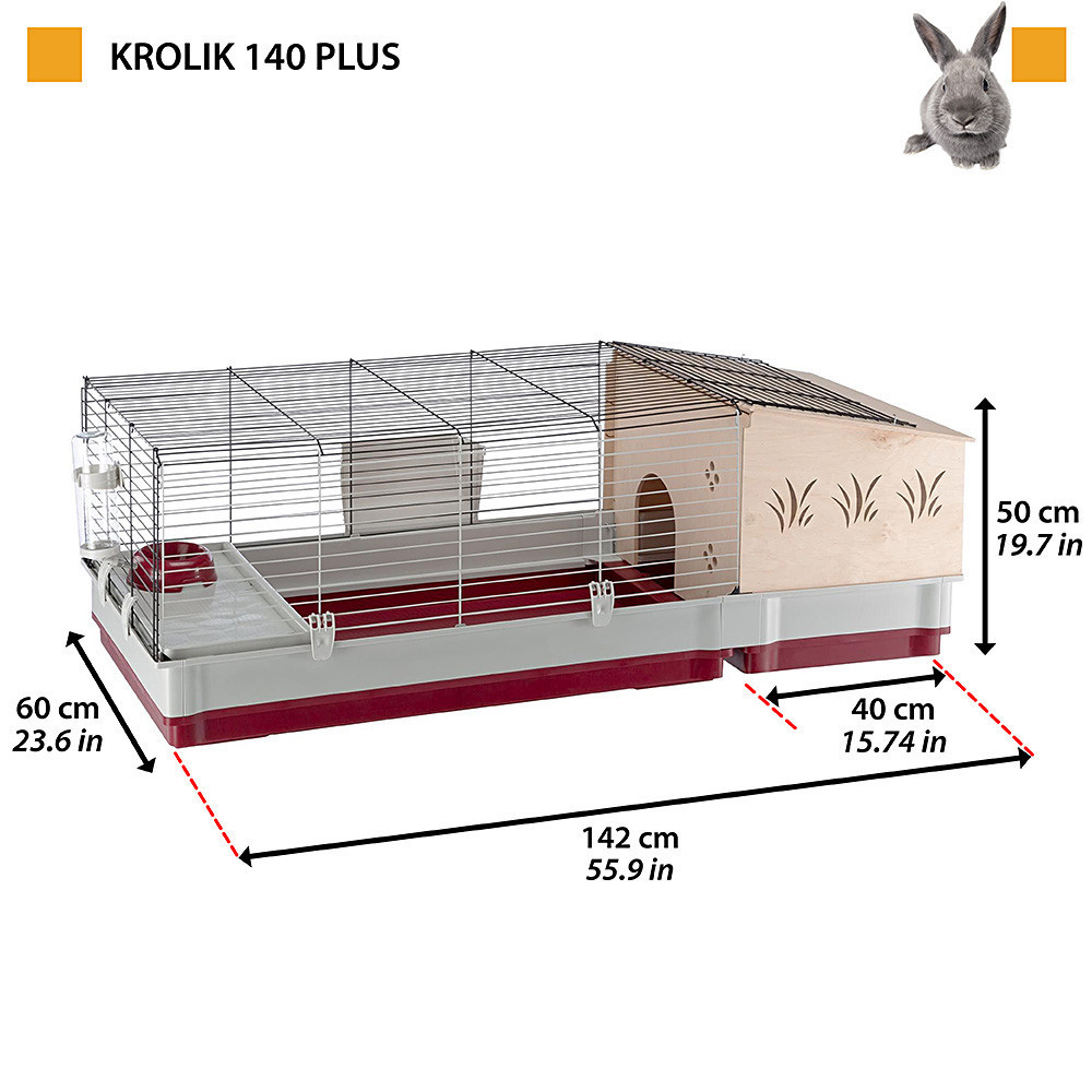Клітка для кроликів і гризунів з дерев'яним будиночком Ferplast Krolik 140 Plus (Ферпласт Кролик 140 Плюс) Запоріжжя - фото 2