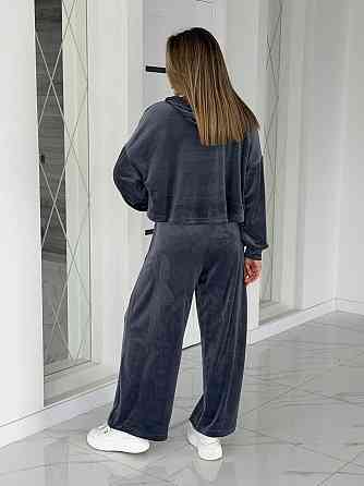 Жіночий сильний повсякденний велюровий костюм-двійка Графіт, 46/48 Одеса