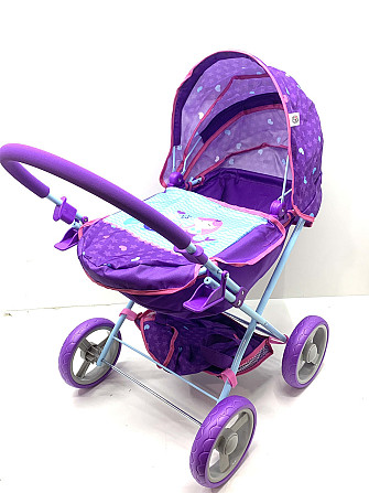 Коляска для ляльки FiVEoNiNE 38 х 56 х 65 см з сумкою та кошиком Фіолетова (T725028) Чернігів - фото 1