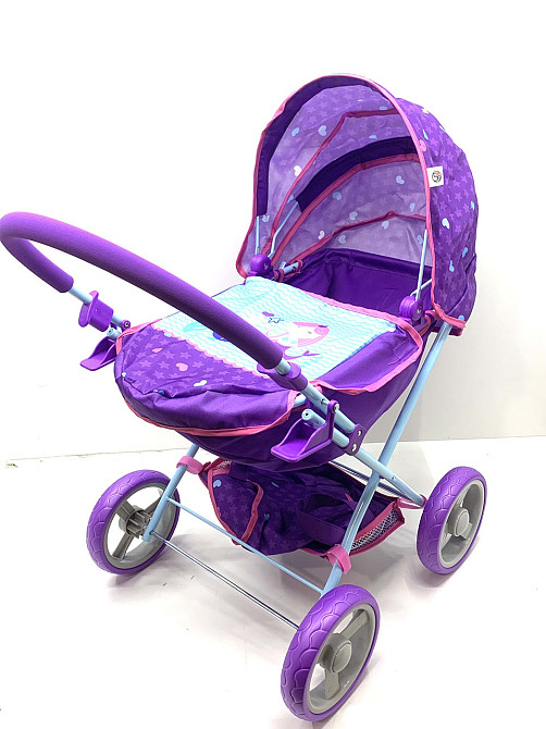Коляска для ляльки FiVEoNiNE 38 х 56 х 65 см з сумкою та кошиком Фіолетова (T725028) Чернігів - фото 1