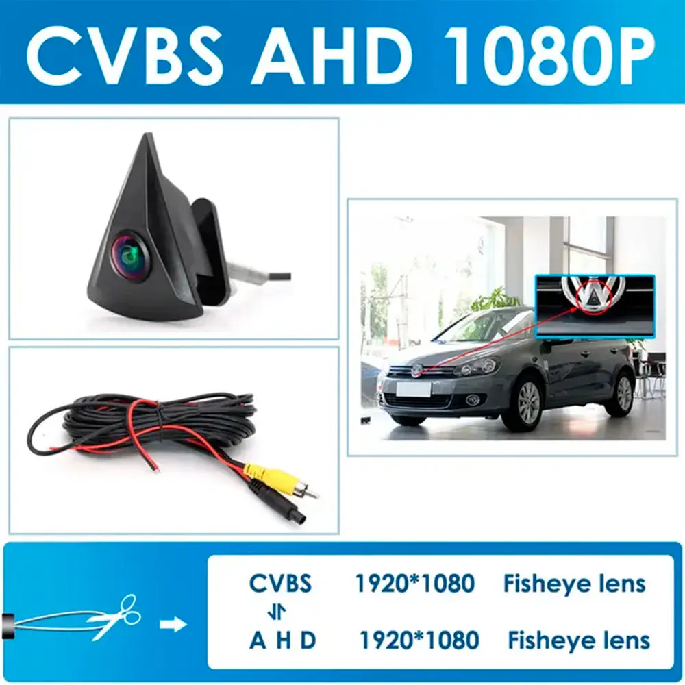 Штатная камера переднего вида QS-8170 AHD 720/1080 для Volkswagen front logo (39 х 49 мм) Винница - изображение 6