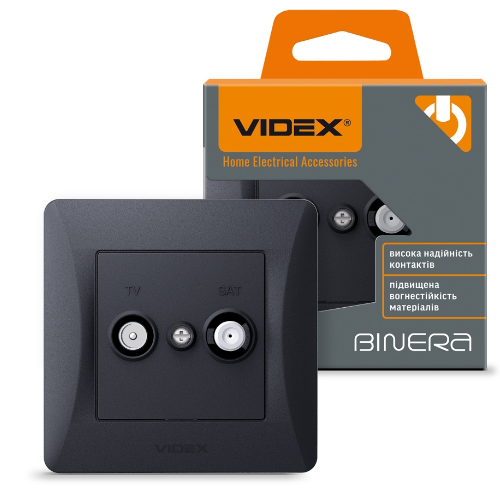 BINERA чорний графіт Розетка внутрішня SAT TV+супутник  кінцева Videx Житомир - изображение 3