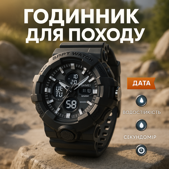Годинник тактичний протиударний SKMEI, Брендовий чоловічий годинник Спортивно-тактичний AU-28 Львів