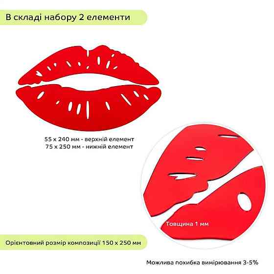 Зеркальный декор акриловый самоклеющийся Губы красные, 2шт (D) SW-00002500 Днепр