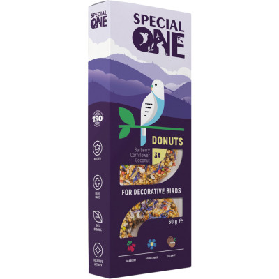 Вітаміни для птахів Special One Пончики «Барбарис, волошка, кокос» 60 г (4823082425167) Вінниця - фото 1
